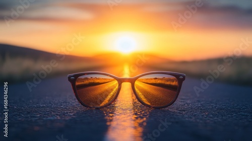 Wallpaper Mural Sunglasses on road at sunset Torontodigital.ca