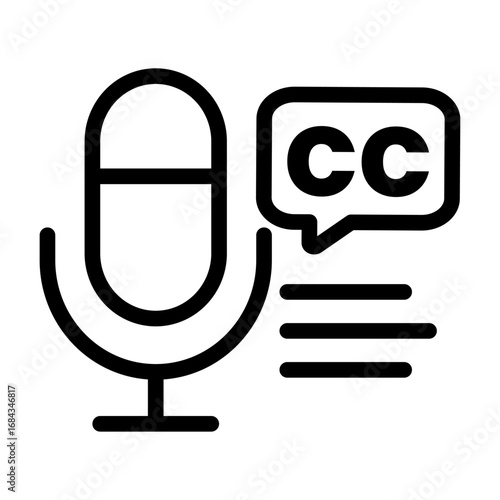 Audio Captioning Line Icon of Live Captioning & Subtitles Generator Icon Set