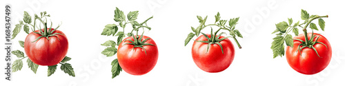 Wallpaper Mural Ripe Tomatoes on the Vine Illustration Set on White Torontodigital.ca
