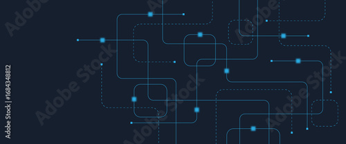 Abstract digital AI circuit board background with tech icons. Digital technology motherboard texture design. Engineering circuit board concept for poster, header, banner, website, presentation