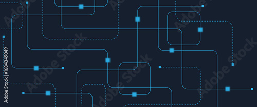 Abstract digital AI circuit board background with tech icons. Digital technology motherboard texture design. Engineering circuit board concept for poster, header, banner, website, presentation