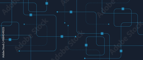 Abstract digital AI circuit board background with tech icons. Digital technology motherboard texture design. Engineering circuit board concept for poster, header, banner, website, presentation