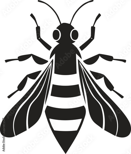Bee Insect Vector Logo in Minimalist Black and White, Simple Design Ideal for Wildlife Branding and Nature Illustration
