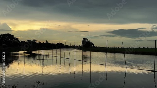 landscape rural and canal in evening sky