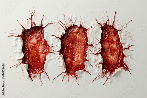 Ripped paper, red stain, horror, background, studio, texture, design