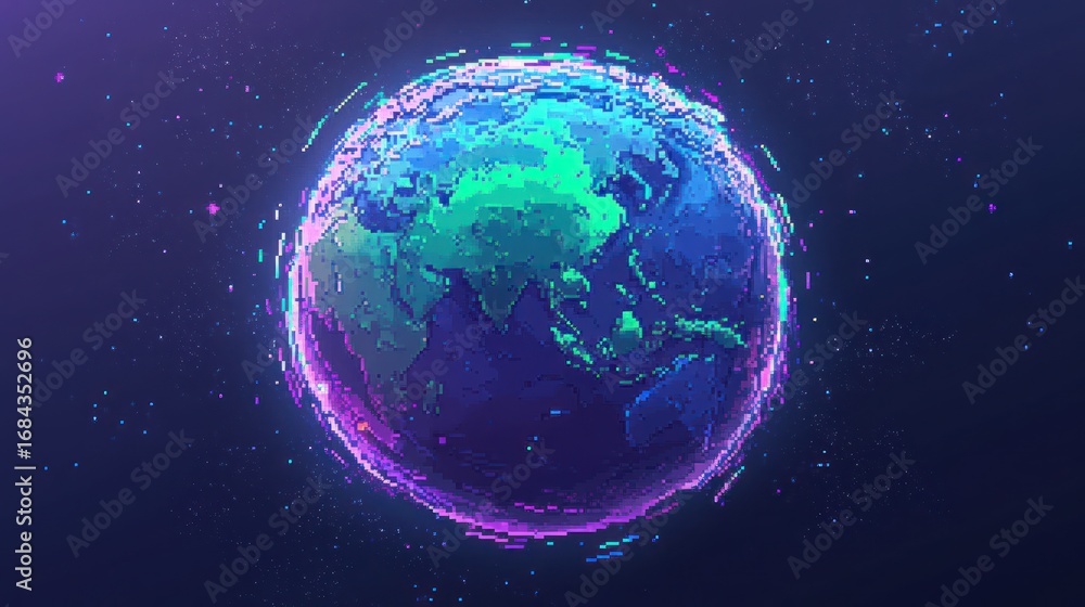 Fototapeta premium Stylized 3D Earth in space. Possible use Science, education, or artistic