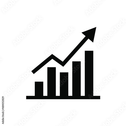 Upward trend bar chart with arrow symbolizing growth vector