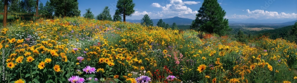 Obraz premium Colorful wildflowers panorama nature hdr 360°