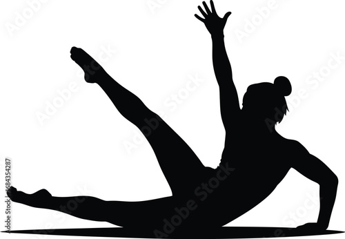 Silhouette of a woman performing a yoga pose exercise