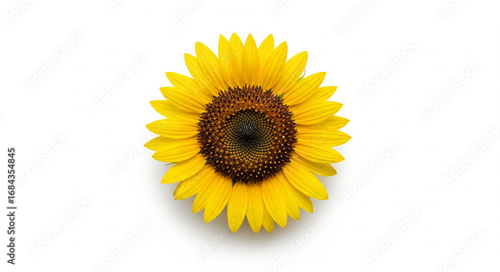 Fototapeta premium Bright yellow sunflower in full bloom, isolated transparent background