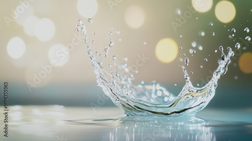 Water splash creates mesmerizing patterns in soft light background
