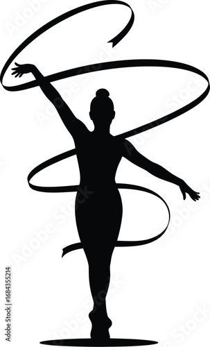 Rhythmic gymnast performing with ribbon rhythmic gymnastics