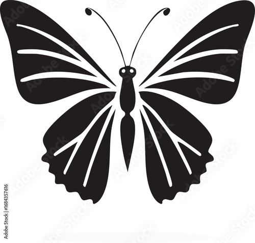 Butterfly Insect Vector Logo in Minimalist Black and White, Simple Design Ideal for Wildlife Branding and Nature Illustration
