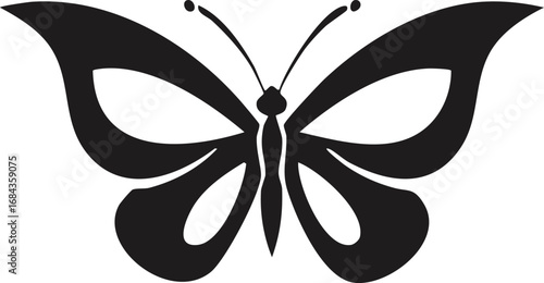Butterfly Insect Bug Animal Vector Logo in Black and White, Minimalist and Simple Design, Perfect for Wildlife Branding, Nature Illustration, and Unique Animal Identity
