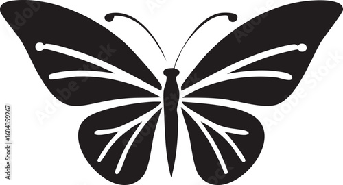 Butterfly Insect Bug Animal Vector Logo in Black and White, Minimalist and Simple Design, Perfect for Wildlife Branding, Nature Illustration, and Unique Animal Identity

