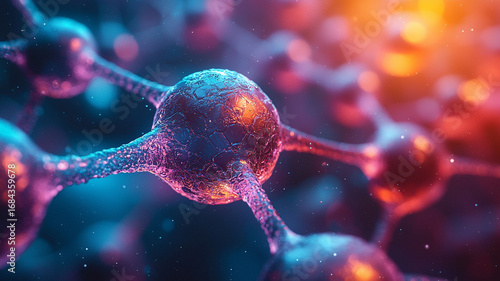 Glowing Molecular Structure Microscopic View Abstract Network