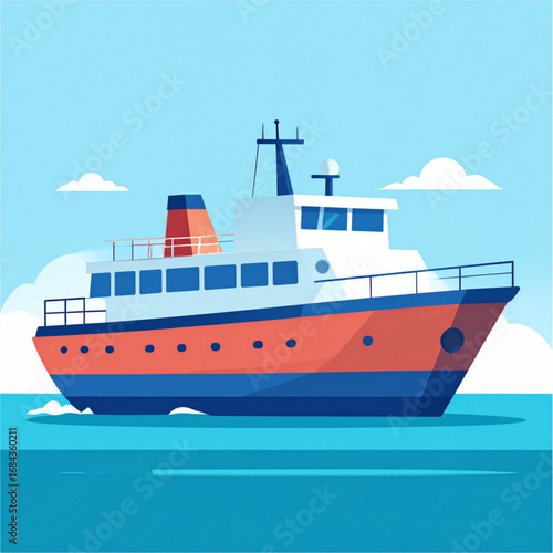 Passenger Ferry Ship Vector Illustration