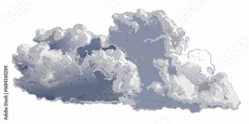 Detailed illustration of a large textured cumulus cloud formation