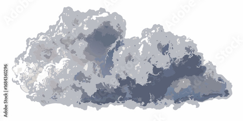 Abstract watercolor cloud formation in shades of blue and gray