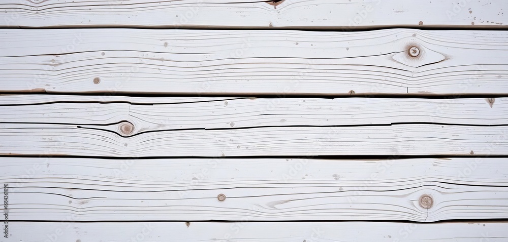 Naklejka premium Weathered white wood planks, showing age and texture, rustic background, background texture, planks