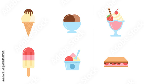 Variety of ice cream treats illustration