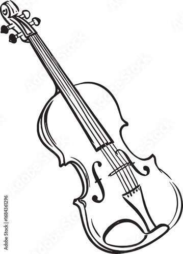 Elegant Violin Illustration in Black and White Classic Musical Instrument Detail Line Art Design Artistic Rendition Fine Art Depiction