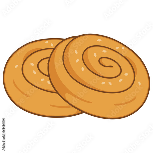 Banitsa traditional Bulgarian pastry flat color vector illustration template design