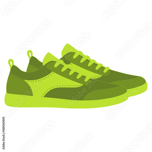 green shoes sport accessories flat color vector illustration template design