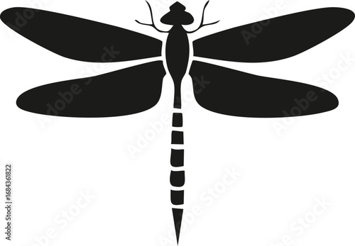 Dragonfly Insect Bug Animal Vector Logo in Black and White, Minimalist and Simple Design, Perfect for Wildlife Branding, Nature Illustration, and Unique Animal Identity

