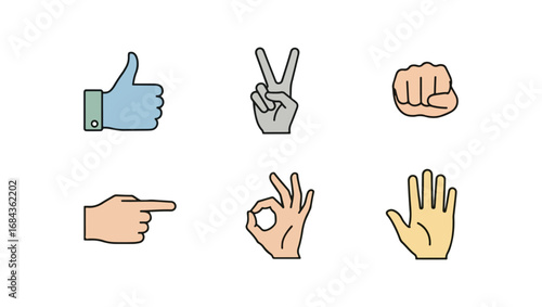 Hand gestures graphic design illustrations