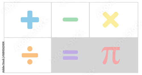 Colorful mathematical symbols grid