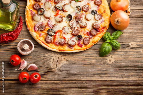 Pizza with ingredients