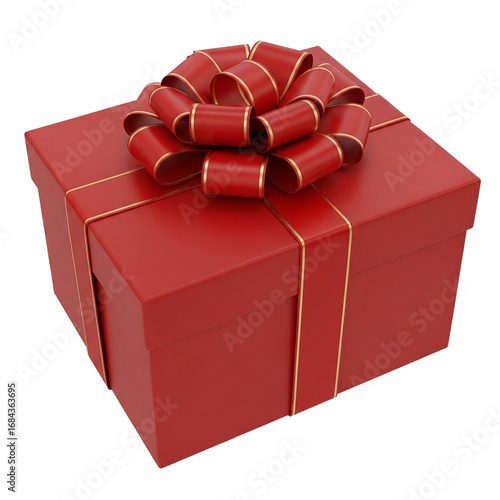 Christmas gift box with red ribbon and bow