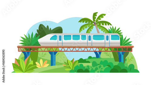 Monorail train transportation system illustration public transit and urban transport travel and tourism concept