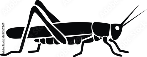 Grasshopper Insect Bug Animal Vector Logo in Black and White, Minimalist and Simple Design, Perfect for Wildlife Branding, Nature Illustration, and Unique Animal Identity
