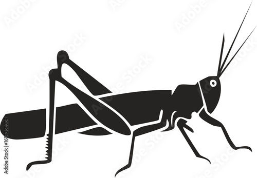 Grasshopper Insect Bug Animal Vector Logo in Black and White, Minimalist and Simple Design, Perfect for Wildlife Branding, Nature Illustration, and Unique Animal Identity

