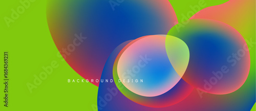 Vibrant overlapping circles create dynamic colorful background. Modern design features gradients, smooth transitions, bright hues.