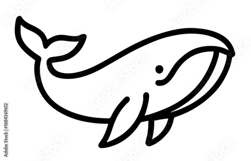 Bowhead whale outline icon ocean line art arctic marine design