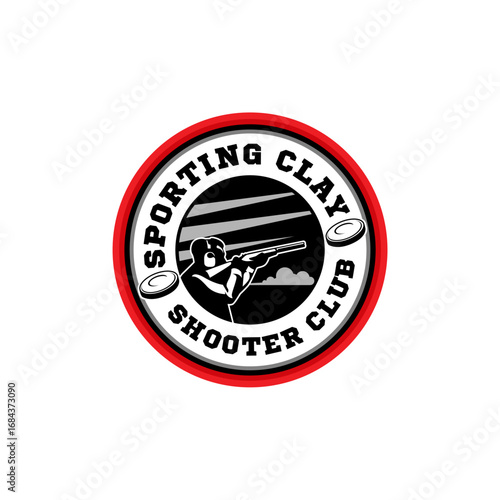 Sporting Clays Shooting Sports Target and Shotgun Gun Club Logo Template