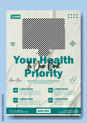 Modern dental clinic advertisement showcasing advanced technology and patient care with a focus on health