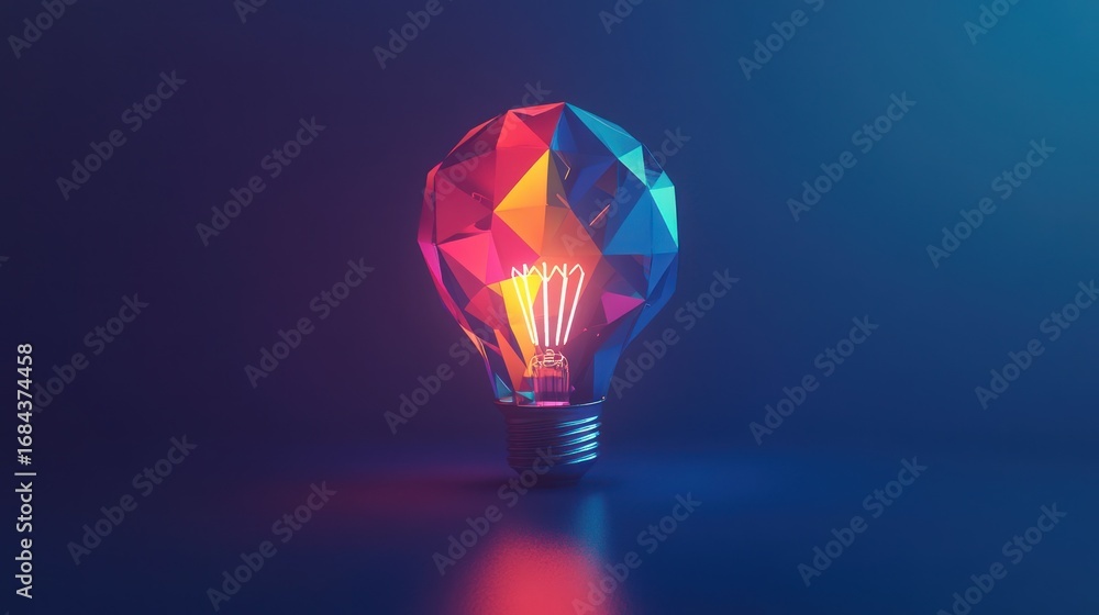 Fototapeta premium Colorful geometric light bulb studio shot