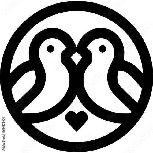 Romantische Vögel-Icon Symbol - 12
