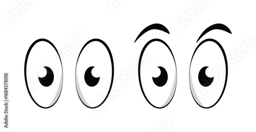 Cartoon Surprised Eyes Icon Vector Illustration Funny Expression Emoji Style Character Design Isolated on Transparent Background for Comics, Stickers, Meme and Graphic Art