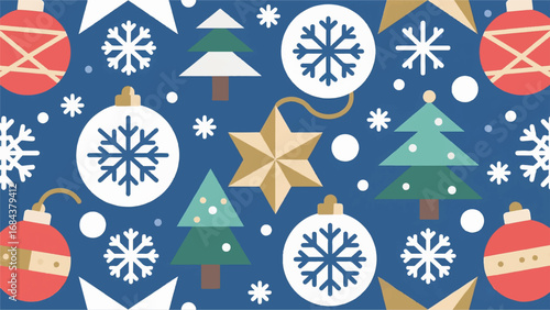Illustration of Christmas Tree Decorative Lights Element Geometric Style Vector
