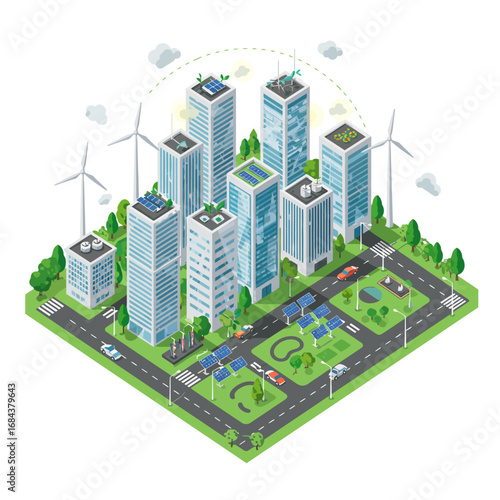 A Futuristic Urban Landscape with Renewable Energy