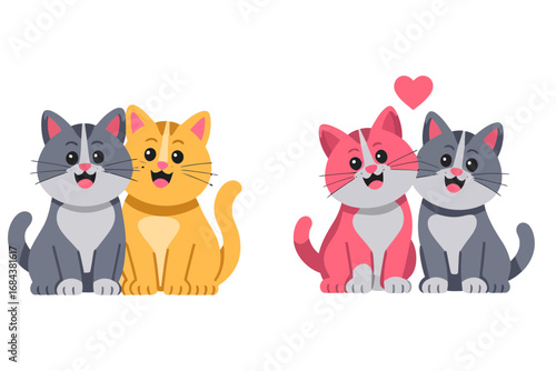 Cute kittens with houseplants illustration cartoon cats and indoor plant design playful pet graphics and adorable animal art set