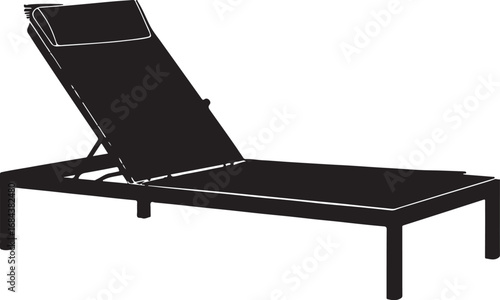 Modern Black Chaise Lounge Silhouette for Relaxation and Leisure with Adjustable Backrest Ideal for Poolside Lounging