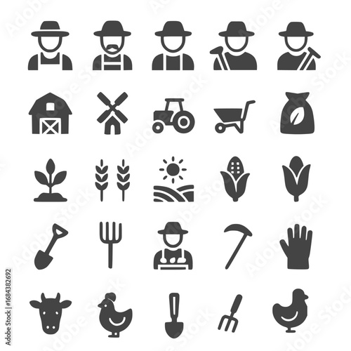 flat style farm icon set
`
