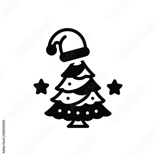 Black solid icon for christmas