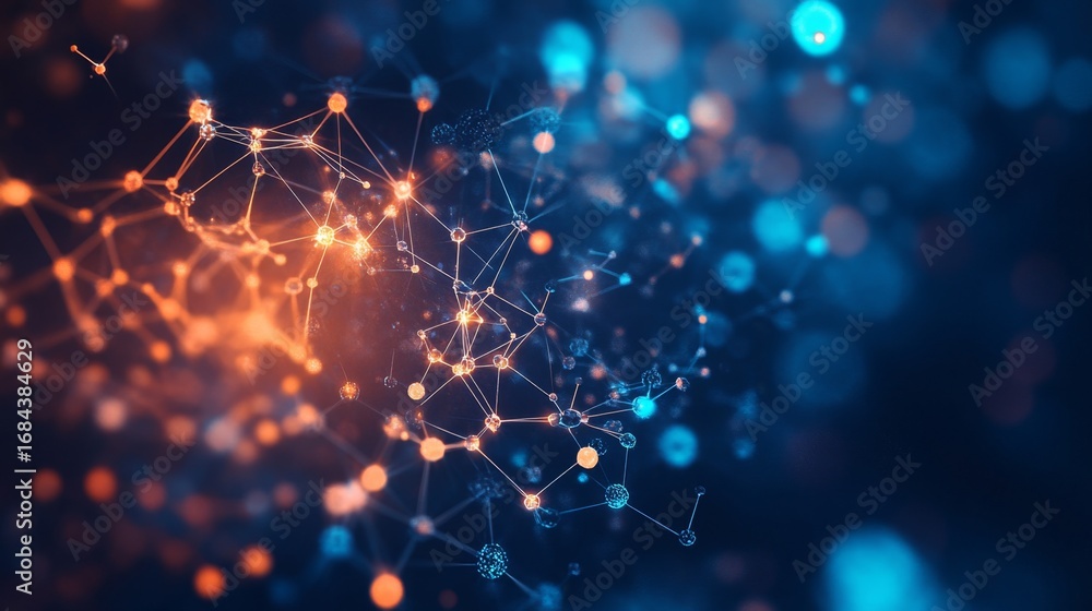 Fototapeta premium Illuminating medical visualization event abstract environment digital background floating elements scientific concept